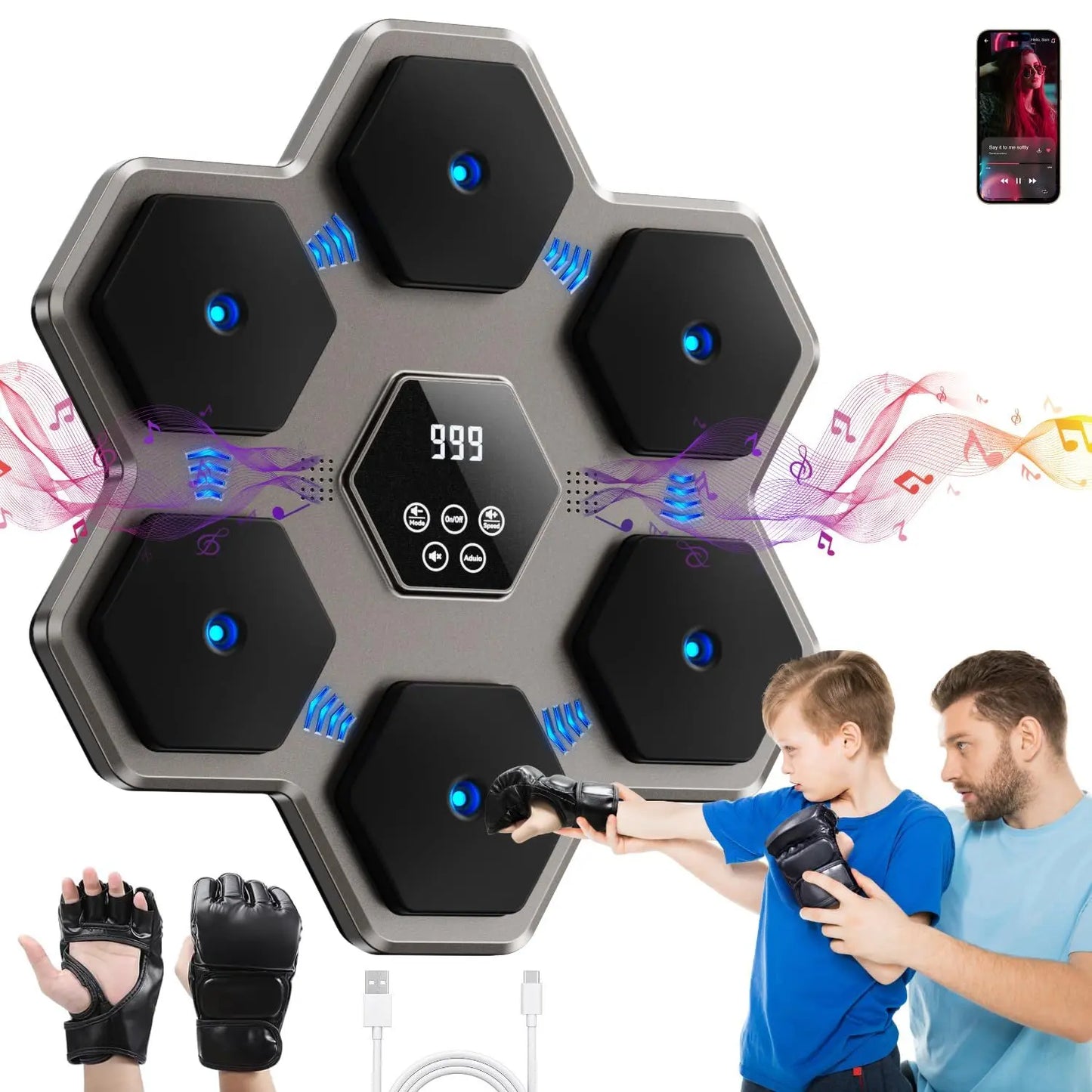 Máquina de boxe musical coms luva