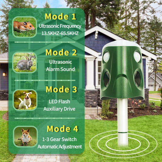 360°Ultrasonic Animal Repeller Cat Repellent Outdoor, Dog Repellent, Motion Sensor & Flashing Light, Repel Dogs, Deer, Fox, Raccoon, Skunk, Rabbit, Squirrels, Coyote Deterrent-0