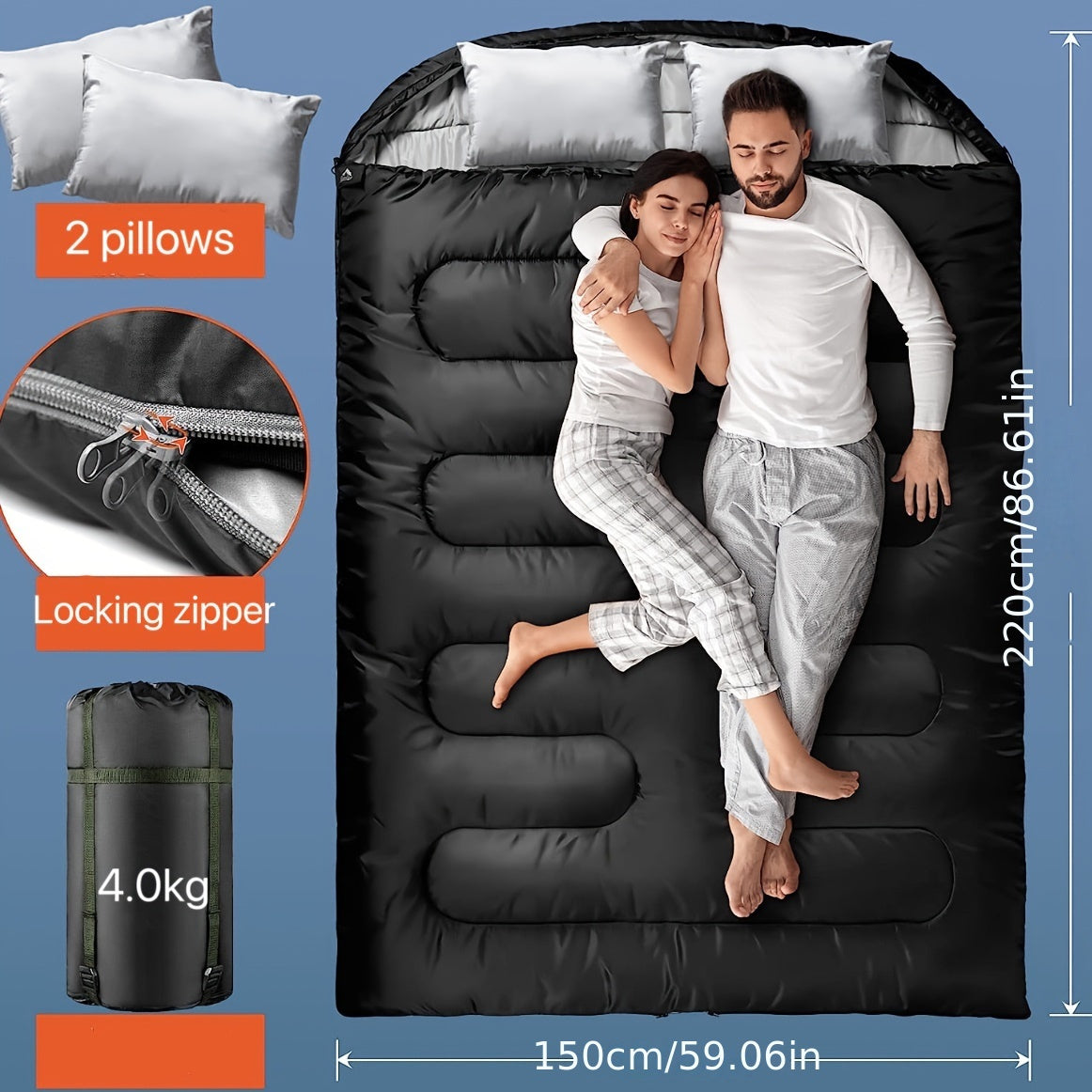 Double Sleeping Bag for Camping and Hiking Couples-1