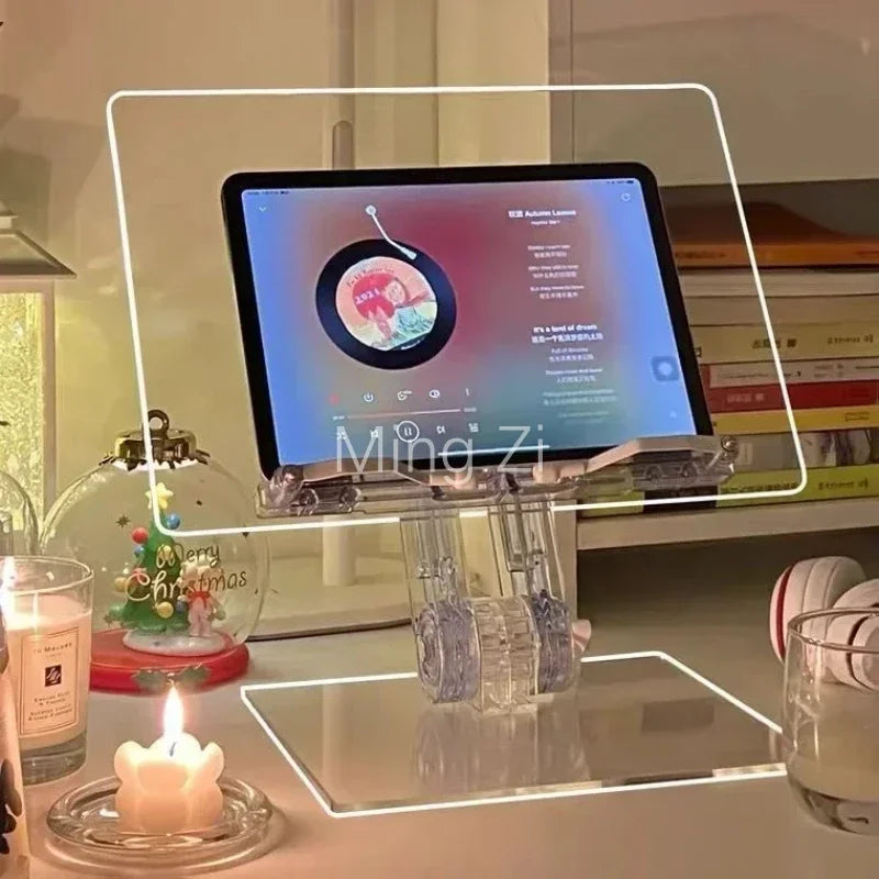 Luxury Lifted Acrylic Laptop Stand: 180° Rotatable, Ergonomic Design-1